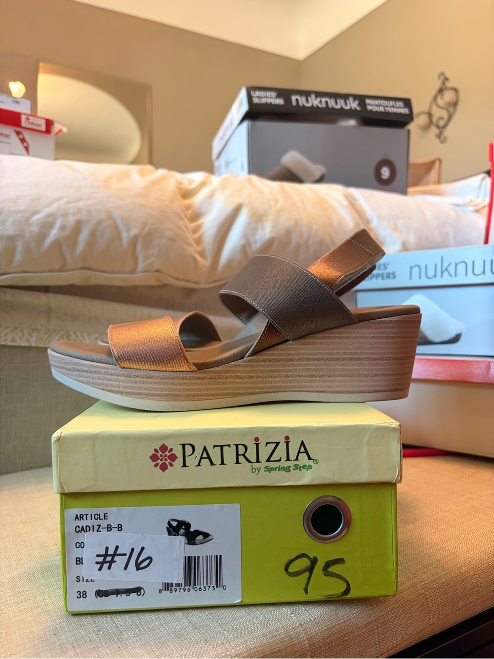 Dorking Metallic Bronze Platform Wedge Sandals